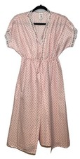 Vintage Pink Calico Ditsy Floral Nightgown  Robe Set Size M Cottagecore Lace