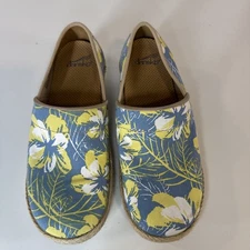 Dansko Canvas Floral Clogs Blue Yellow EU39 US 8-8.5 Preowned Excellent