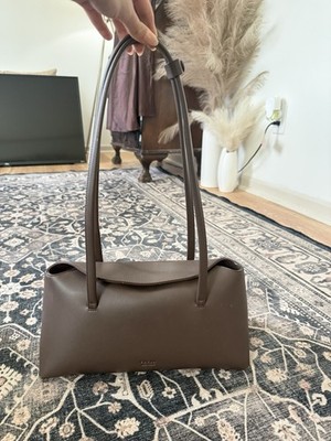 Freja New York Brown Pebbled Shoulder Bag Magnetic Closure Inner