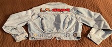 LA GEAR Embroidered Logo Denim Jacket Cropped Forever 21 1980s 80s Style Size S