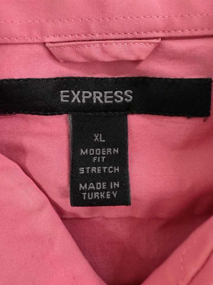 Camisa de vestir EXPRESS para hombre talla XL calce moderno rosa manga larga con botones calce ajustado Foto 4 de 4