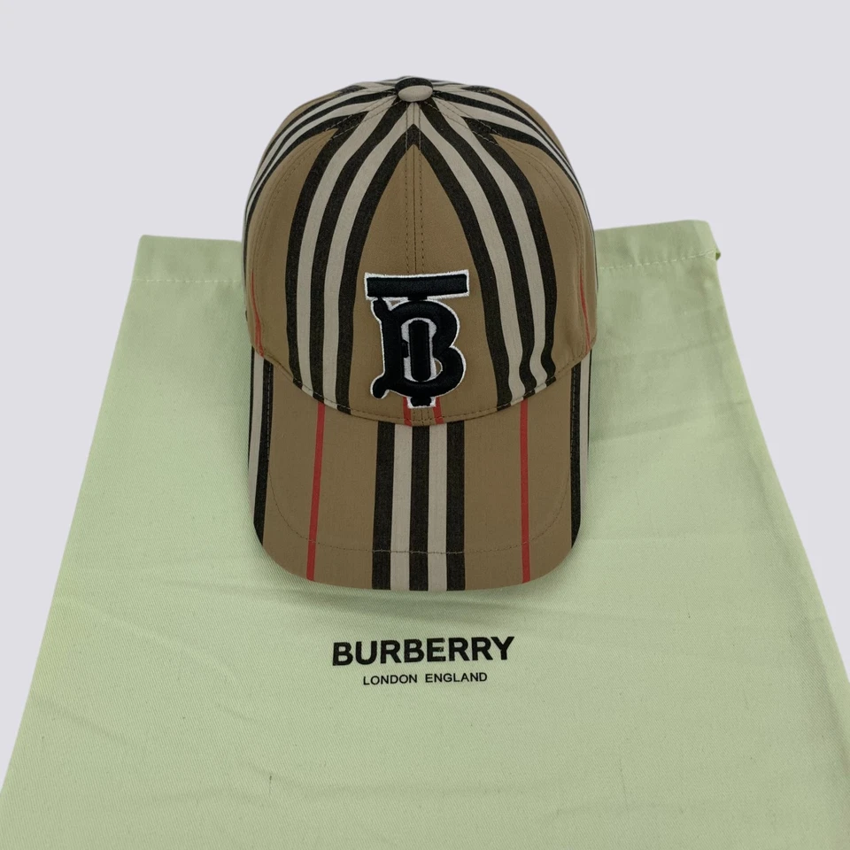 Burberry TB Monogram Motif Logo Nova Check Baseball Trucker Cap Hat Beige Size M - Image 3 of 4