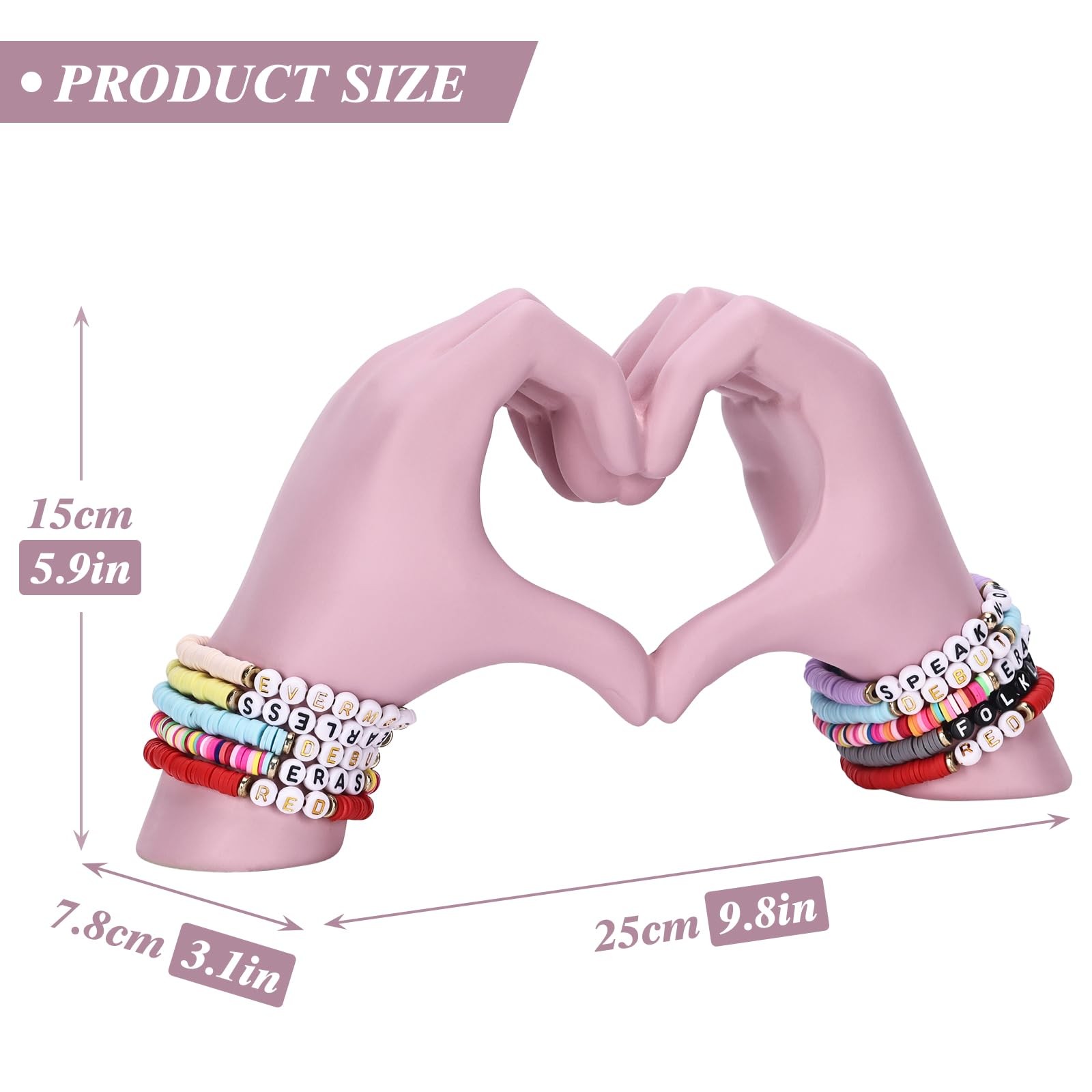 Heart Hand Sculpture, Pink Home Decor Aesthetics for Room Shelf Coffee Table ...