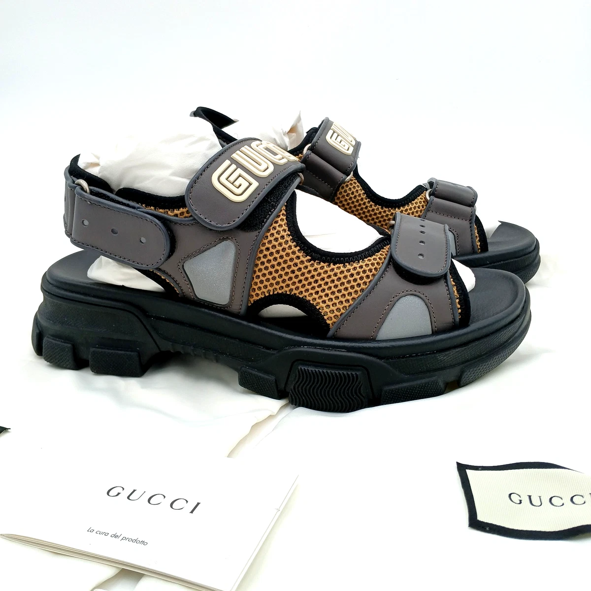 Gucci Leather Upper Black Sandals for Men for sale | eBay