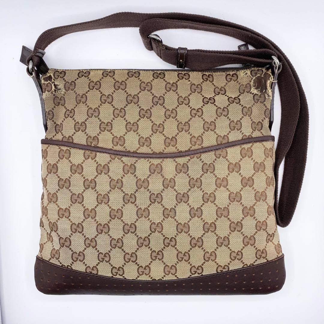 GUCCI GG 145857 001013 Shoulder Bag Canvas Brown Authentic F0709753