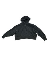Nike Hoodie Adult Small Black Cropped Boxy Fit Swoosh Pullover Sweatshirt