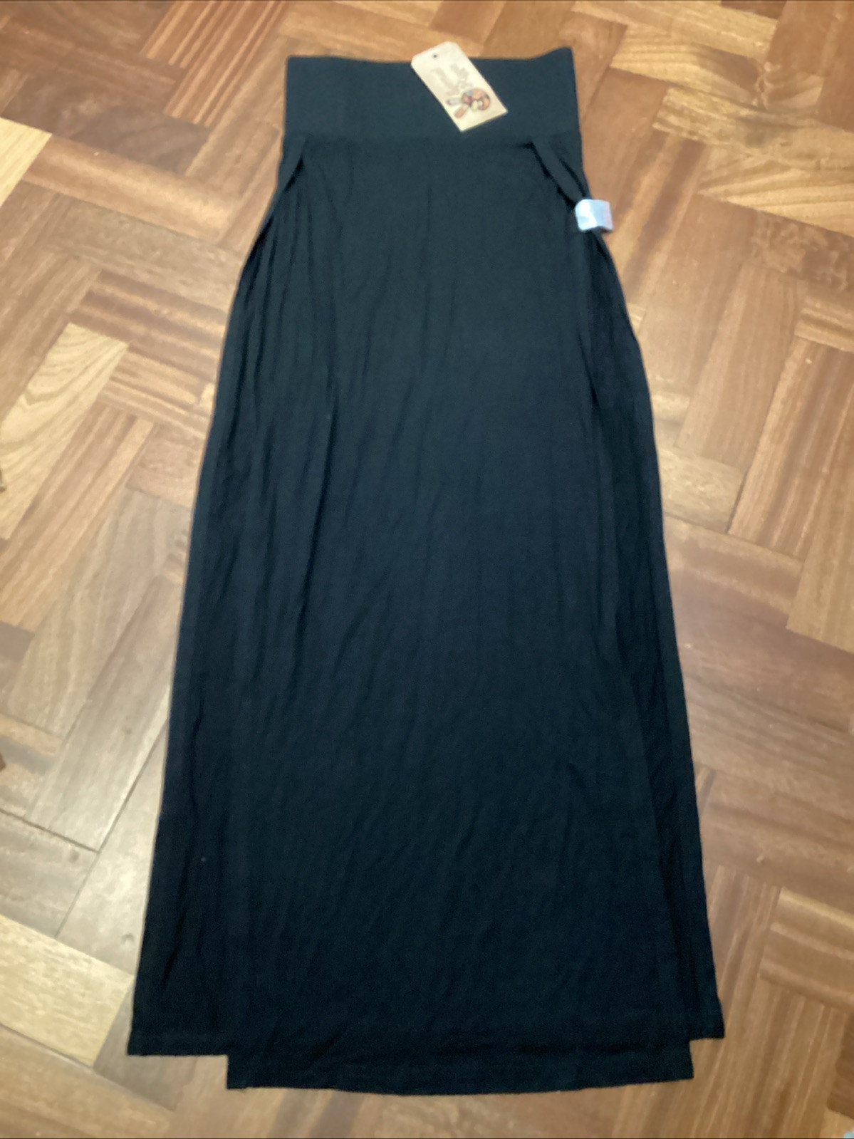 Black Boho Jersey Long Skirt with Side Slits Gypsy Hippie Gothic Style New 8