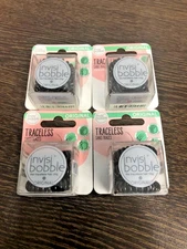 4-PACK Invisibobble Original HairLoveTech Traceless Hair Rings, Black, 3 ct each