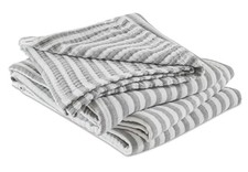 Cotton Muslin Blanket Bed Layering Bedspread Coverlet King 30 - Striped Grey