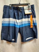 Hurley Stretch Swim Shorts Men's XXL Blue Stripe Regular Fit 7.5" Inseam NWT