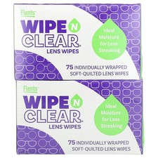 Wipe 'N Clear Lens Wipes, 2 Boxes, 75 Wipes Each