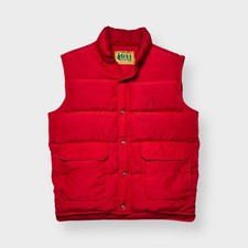 Vtg 70s REI Co-Op Goose Down Puffer Vest Jacket, Quilted, Zip Snap Front Puffy L