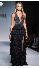 Sherri Hill Style 57055 Tiered Halter Long Evening Prom Dress NWT size 10