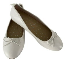 Cat  Jack Girls Ballet Flats Size 3 White Dress Shoes