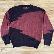 ISSEY MIYAKE Red Black Colorblock Sweater