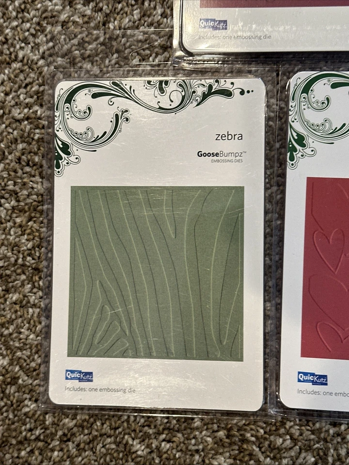 3 QuicKutz Crafts 4X4 Embossing Die Zebra Happy Birthday Hearts GOOSEBUMPZ Lot - Image 2 of 4