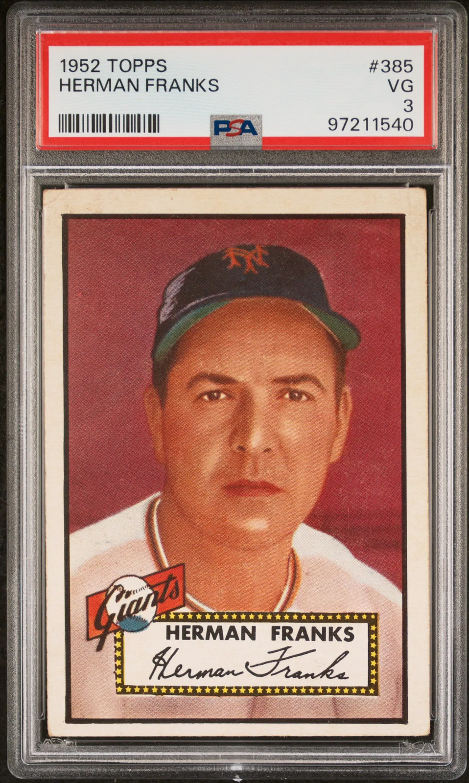 1952 Topps Herman Franks #385 PSA 3