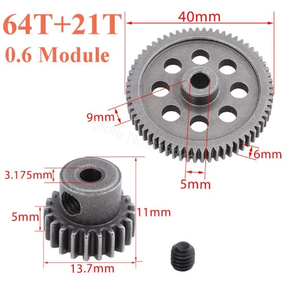 HSP 11184 Differential Main Gear 64T Motor Zahnrad Ritzel 3,175mm RC Auto Buggy - Bild 4 von 4