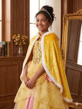 Disney Belle Beauty and the Beast Yellow Dress  Cape Costume Set Girls 7-8Y