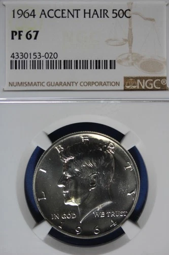1964 NGC PF67 ACCENT HAIR KENNEDY HALF DOLLAR #B50650