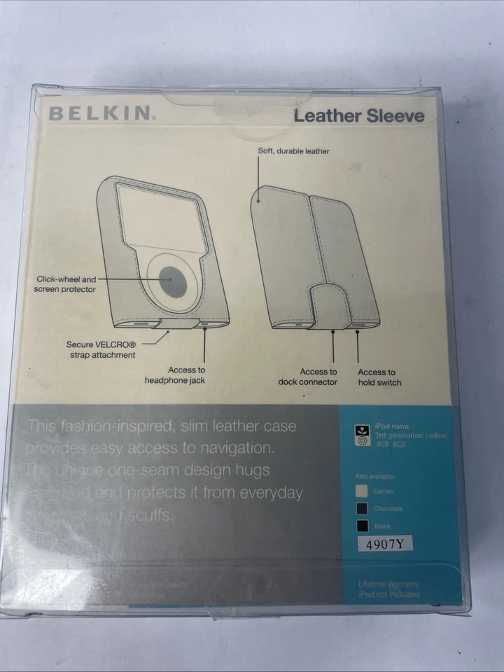 Funda de cuero negra Belkin® para iPod® nano 3G F8Z204-NEGRO Foto 2 de 2