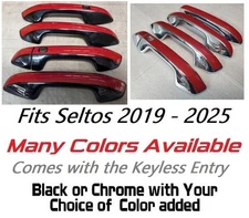 Custom Black OR Chrome Door Handle Covers 2019 - 2025 Fits Kia Seltos U PICK CLR