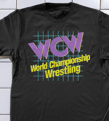90's Wcw Washed T-Shirt Black L