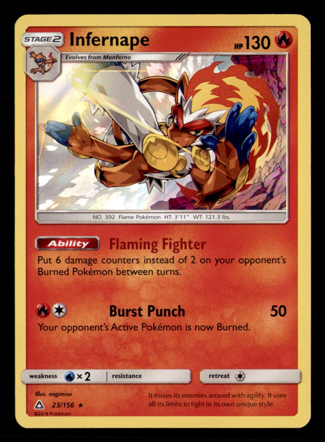 Infernape 23/156 Holo Rare Ultra Prism Pokemon Holo Near Mint