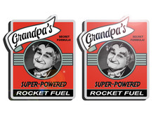 GRANDPA'S ROCKET FUEL Vintage Rat Rod Decal Sticker | Retro Racing Hot Rod Vinyl