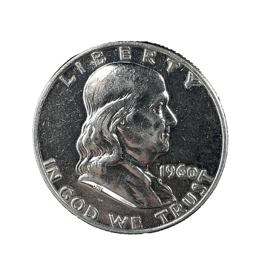 1960 D Franklin 50c Half Dollar Unc. 90% Silver Coin # 74
