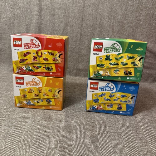 New! Set of 4 LEGO Classic Creativity Box in Red, Green, Orange, & Blue - Picture 2 of 6