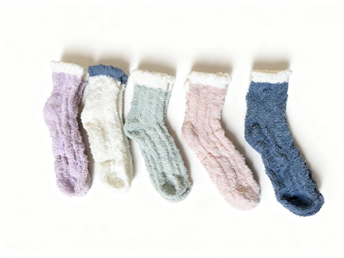 5 pares de calcetines de peluche para mujer: polar de coral, cálido, antideslizante【colores al azar】