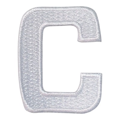 White Captain C Patch. No Background. Embroidered. Iron On. 2''x1.5''