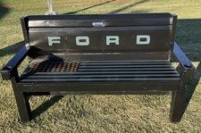 Ford Tailgate Bench Black American Flag Design With Bottle Opener Outdoor Patio