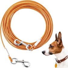 Dog Tie Out Cable,50ft Dog Lead-Heavy Duty Tie Out Cable for for Large Dogs Up t