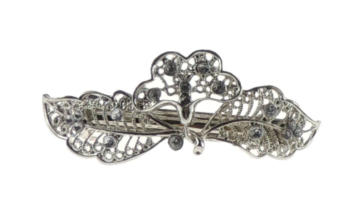 Vintage Look Crystal Stone Ponytail Barrette Hairpin Grip French Spring Clip
