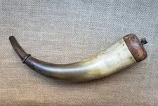 🔥 ANTIQUE SOUTHERN POWDER HORN WITH FANCY CARVED TIP TN Tennessee VA? Longrifle