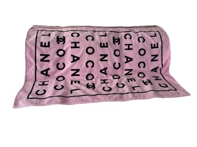 Authentic CHANEL Rare CC LOGO COCO Monogram Terry Cloth Pink&Black