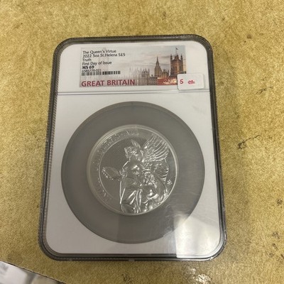 2022 U.K. 5 Pound St. Helena Silver Queen's Virtues Truth .999 5