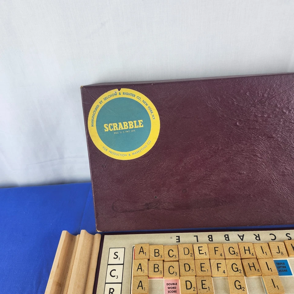 Vintage 1953 SCRABBLE Board Game Selchow & Righter Complete with Wood Tiles-FUN! - Image 4 of 4