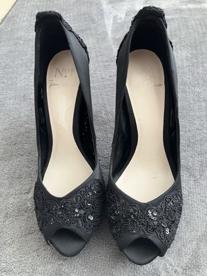 Jenny Packham Debenhams Black Peeptoe Shoes With Lace Size