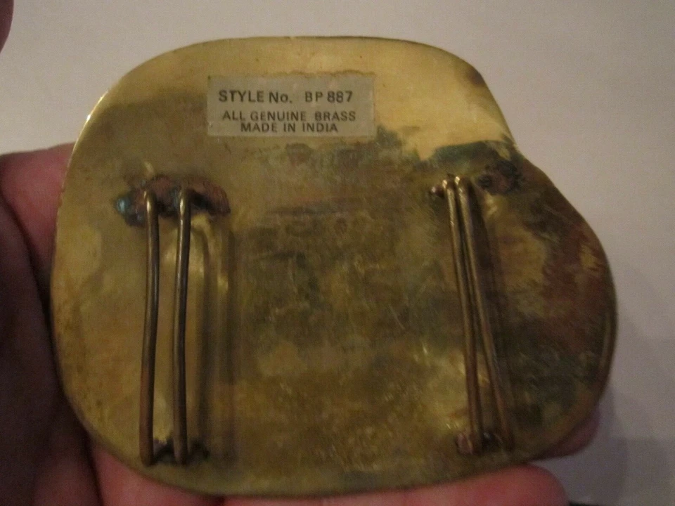 VINTAGE ABSTRACT DESIGN BELT BUCKLE - BELT LOOP - INDIA - SOLID BRASS - GW17 - Image 2 of 2