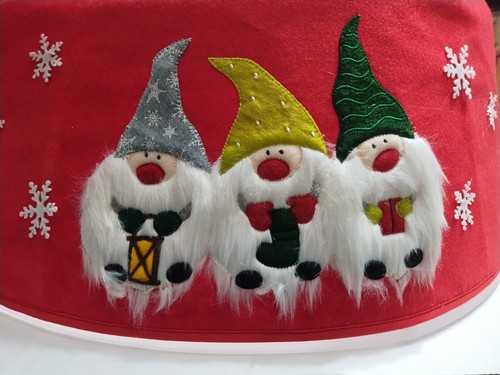 Christmas Tree Collar Gnomes Holiday Tree Skirt Red Base Decorations Classic - Picture 14 of 20