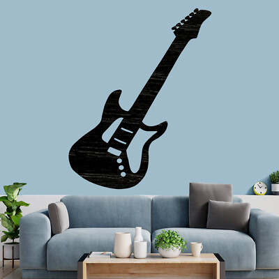 Guitar Cut out, Wood plaque sign, Home decor, Craft supplies