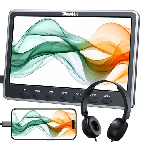 12" IPS Screen Car Headrest DVD Player for Kids Sync Screen USB HDMI w/Headset - Picture 4 of 12