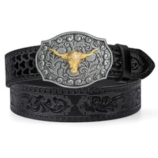 Western Cowboy Cowgirl Belt for Men Western Buckle Belt 1.5" Wide Floral