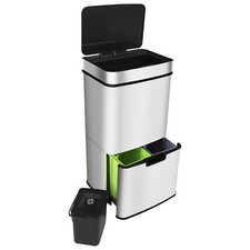 Ribelli Automatik Sensor Mülleimer Abfalleimer Papierkorb Edelstahl 72L 4 Fächer