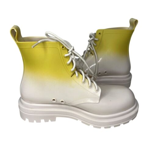 Melissa Womens Yellow Ombre Coturno Combat Boots Size 8 Lace-Up Rubber Sole - Picture 5 of 9