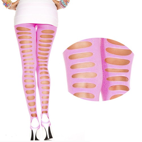 Pink Spandex Stretch Leggings Big Holes 