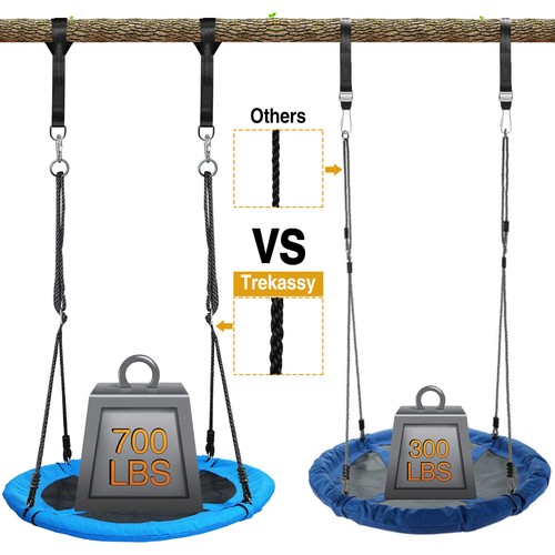 40" Round Saucer Tree Swing 900D Oxford Waterproof Max 700Lbs W/ 2 Hanging Ropes - Picture 16 of 34